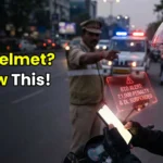 A digital smartphone notification showing a massive helmet fine and DL suspension.