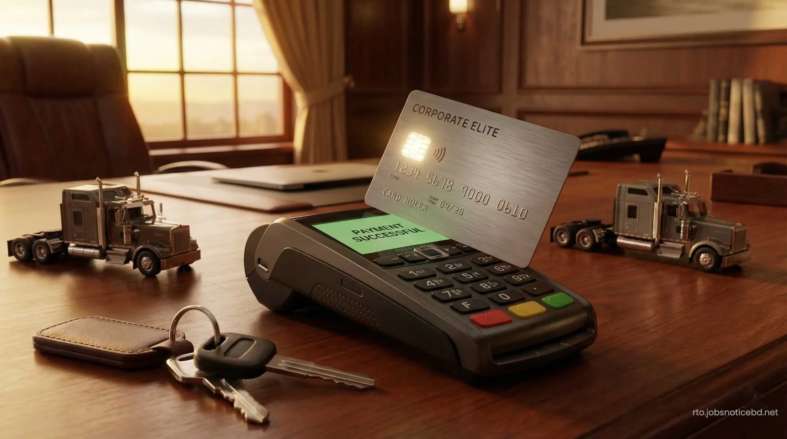 Paying commercial vehicle insurance premium securely using a corporate credit card.