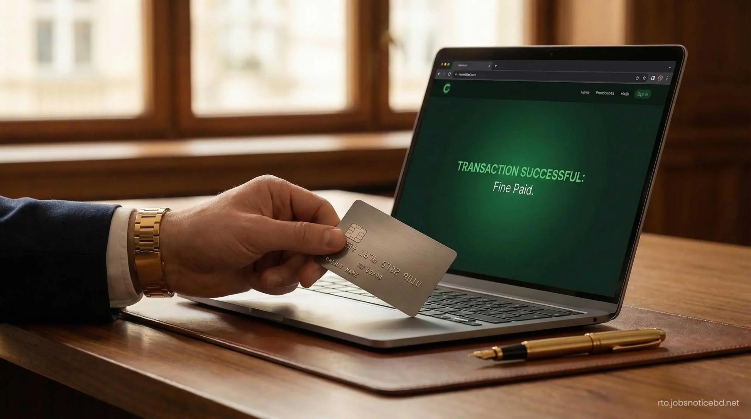 Paying a traffic challan securely online using a premium credit card.