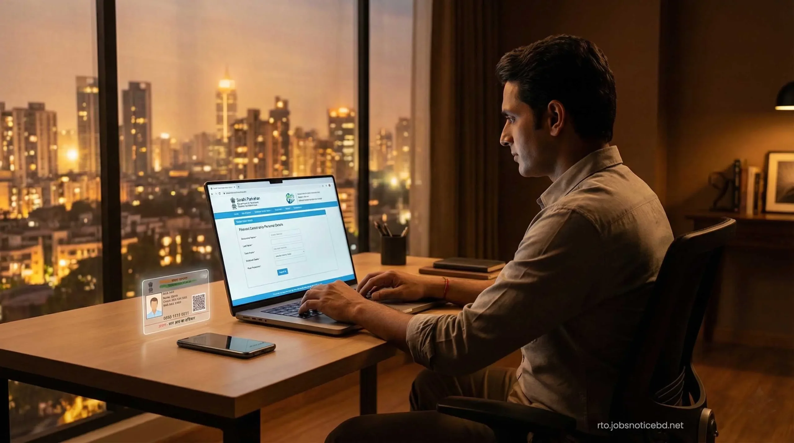 A person successfully applying for a driving licence online using a laptop.